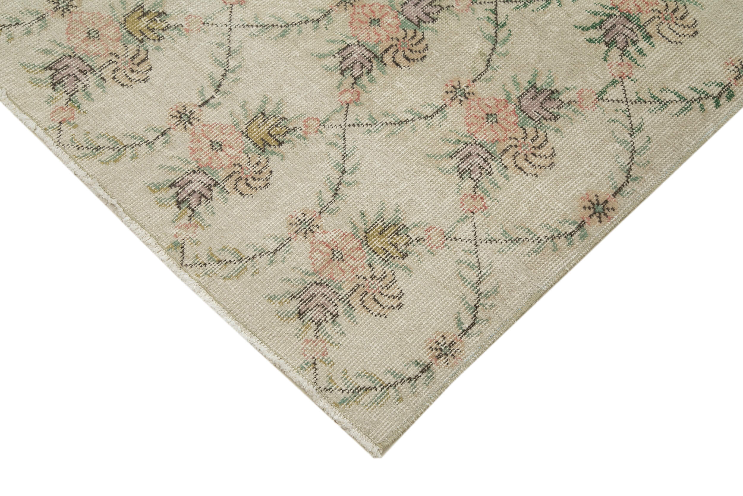 Checkered Kilim Bej Damalı Pamuk Yün El Dokuma Halısı 180x284 Agacan