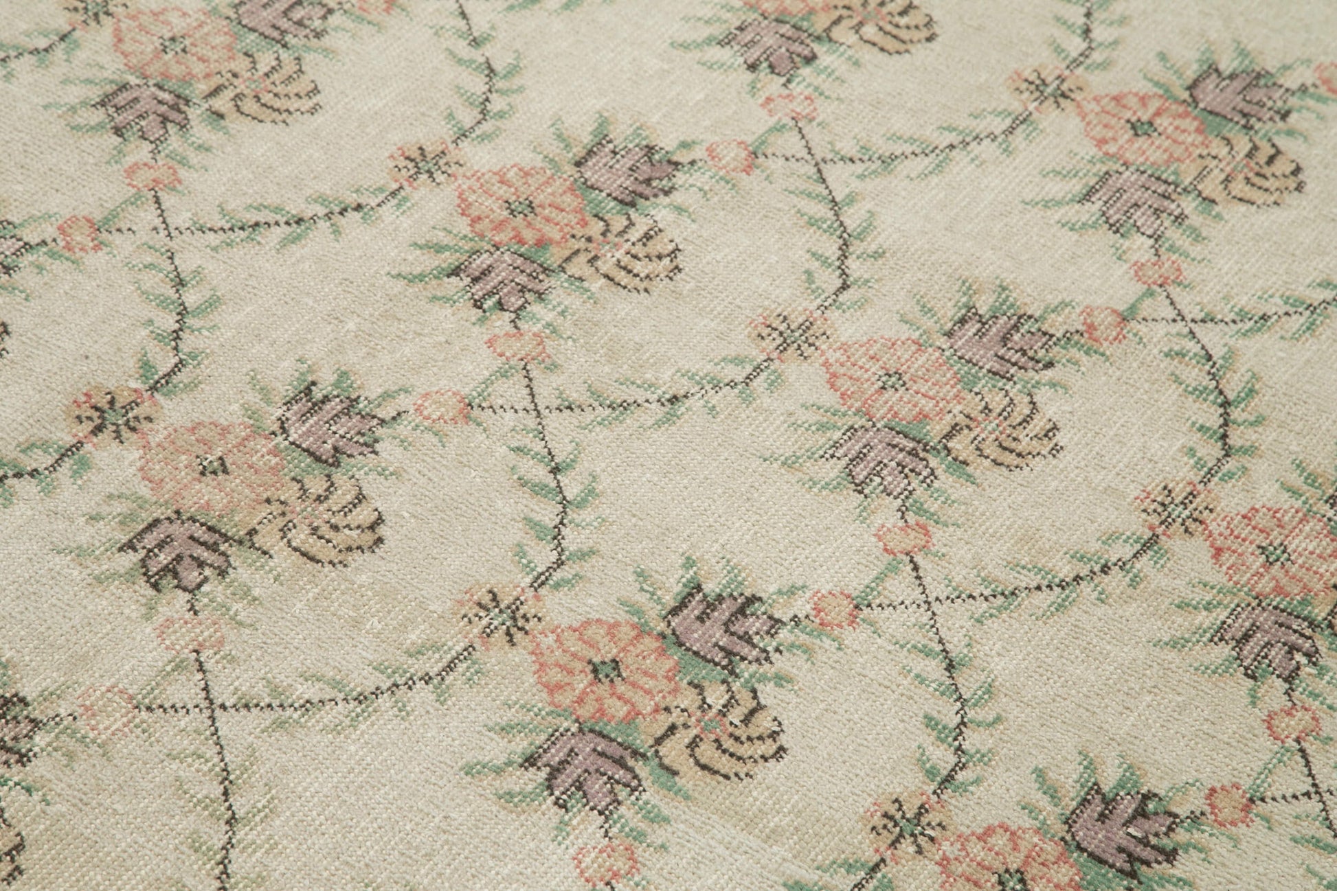 Checkered Kilim Bej Damalı Pamuk Yün El Dokuma Halısı 180x284 Agacan