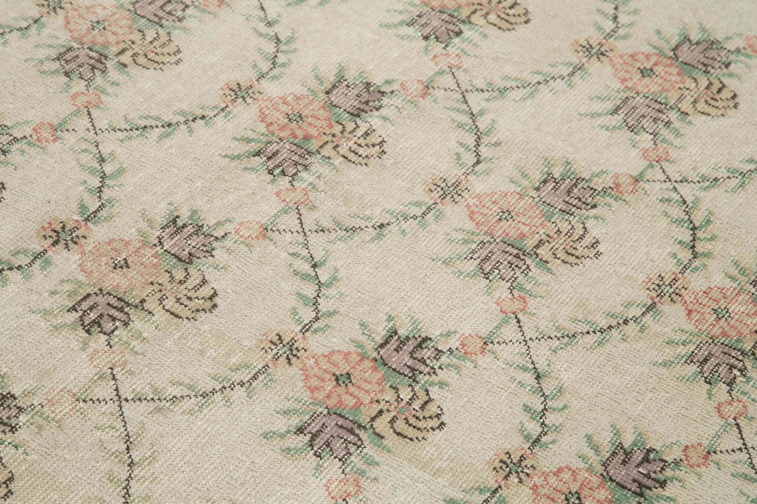 Checkered Kilim Bej Damalı Pamuk Yün El Dokuma Halısı 180x284 Agacan