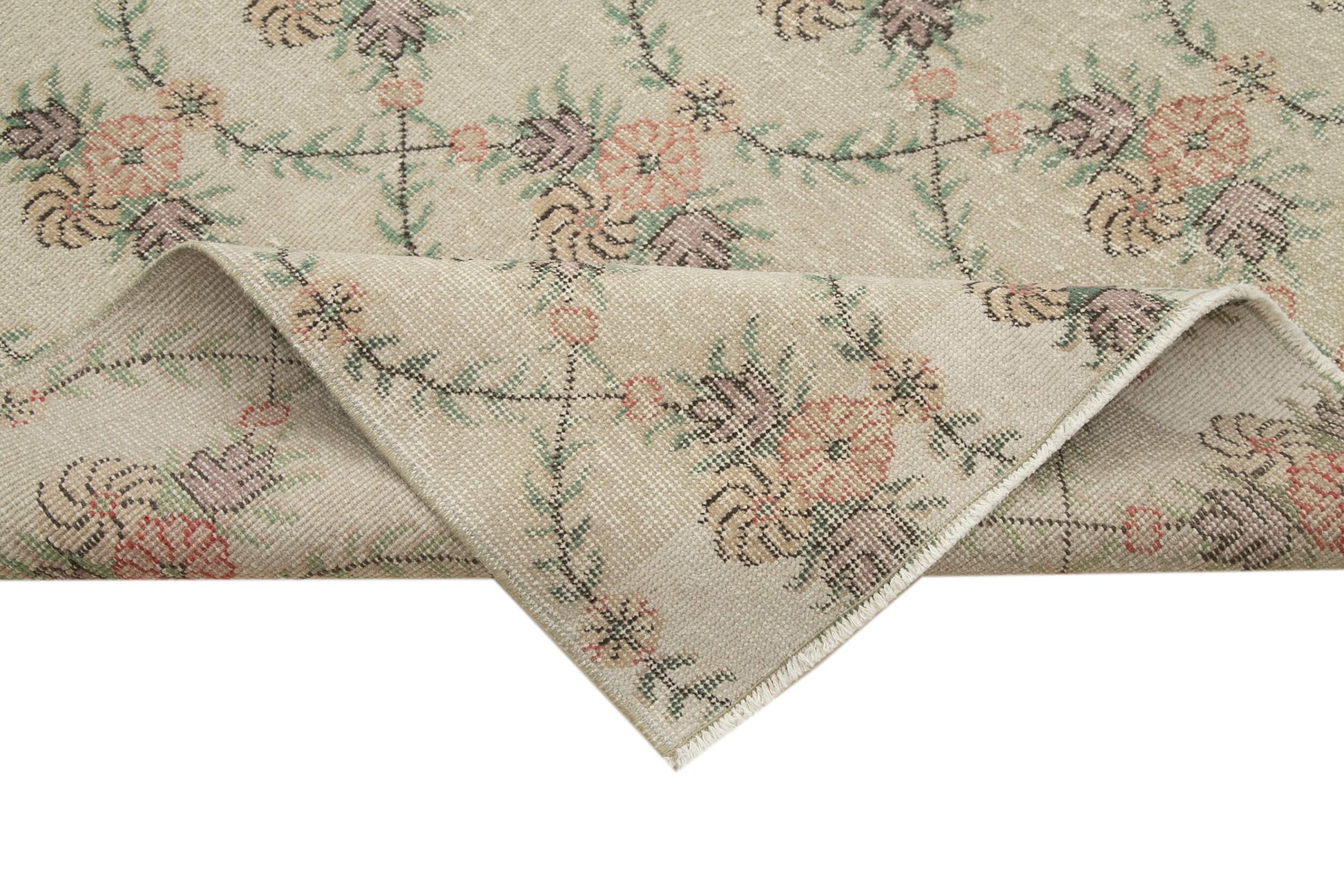 Checkered Kilim Bej Damalı Pamuk Yün El Dokuma Halısı 180x284 Agacan