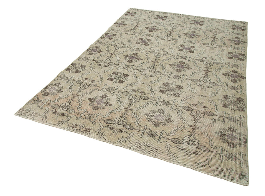 Checkered Kilim Bej Damalı Pamuk Yün El Dokuma Halısı 175x258 Agacan