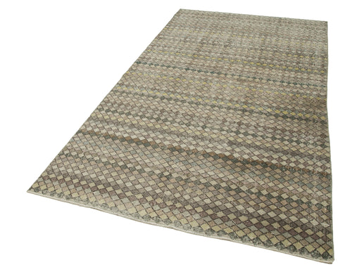 Checkered Kilim Bej Damalı Pamuk Yün El Dokuma Halısı 142x270 Agacan