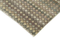 Checkered Kilim Bej Damalı Pamuk Yün El Dokuma Halısı 142x270 Agacan