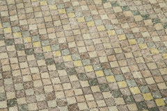 Checkered Kilim Bej Damalı Pamuk Yün El Dokuma Halısı 142x270 Agacan