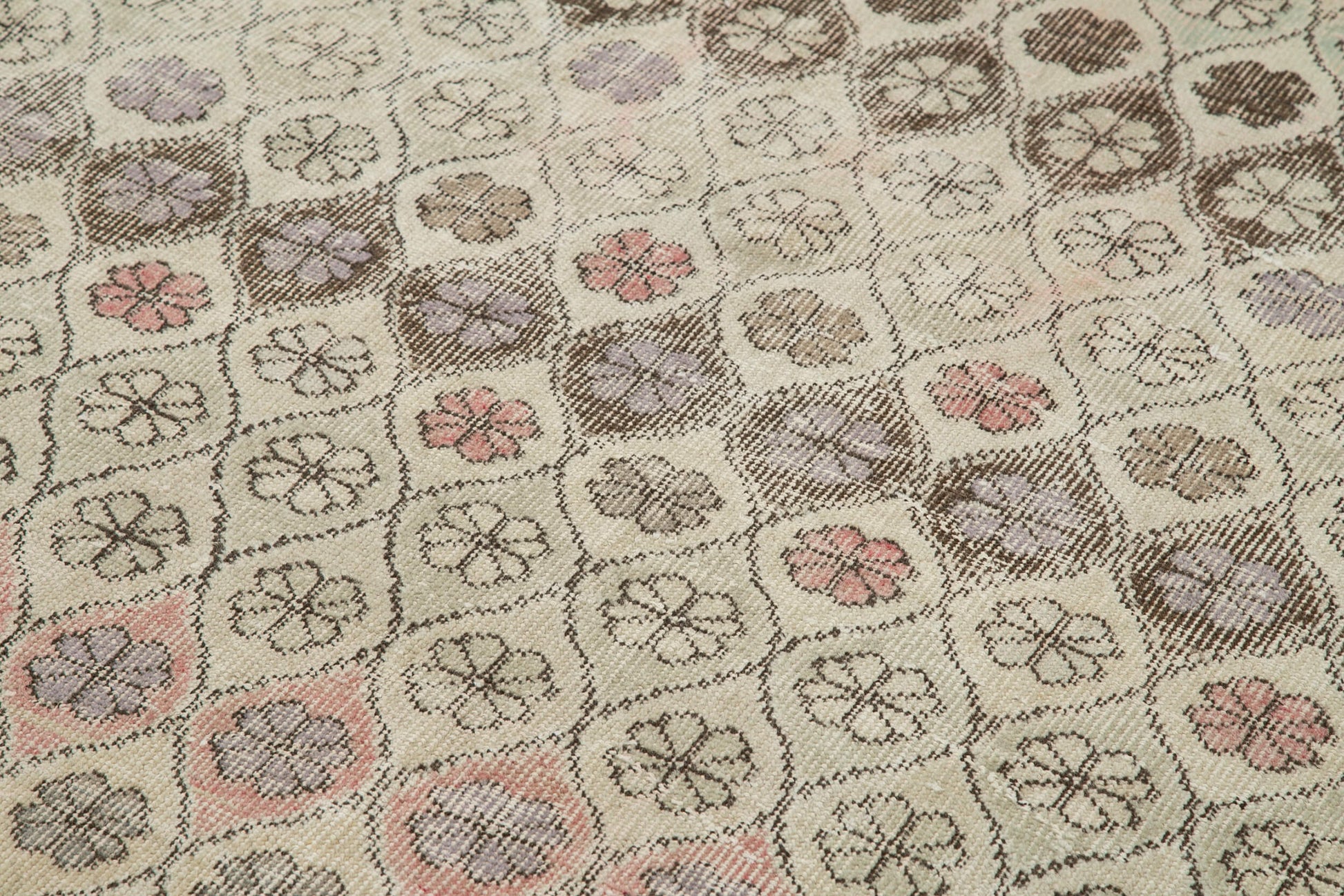 Checkered Kilim Bej Damalı Pamuk Yün El Dokuma Halısı 154x286 Agacan