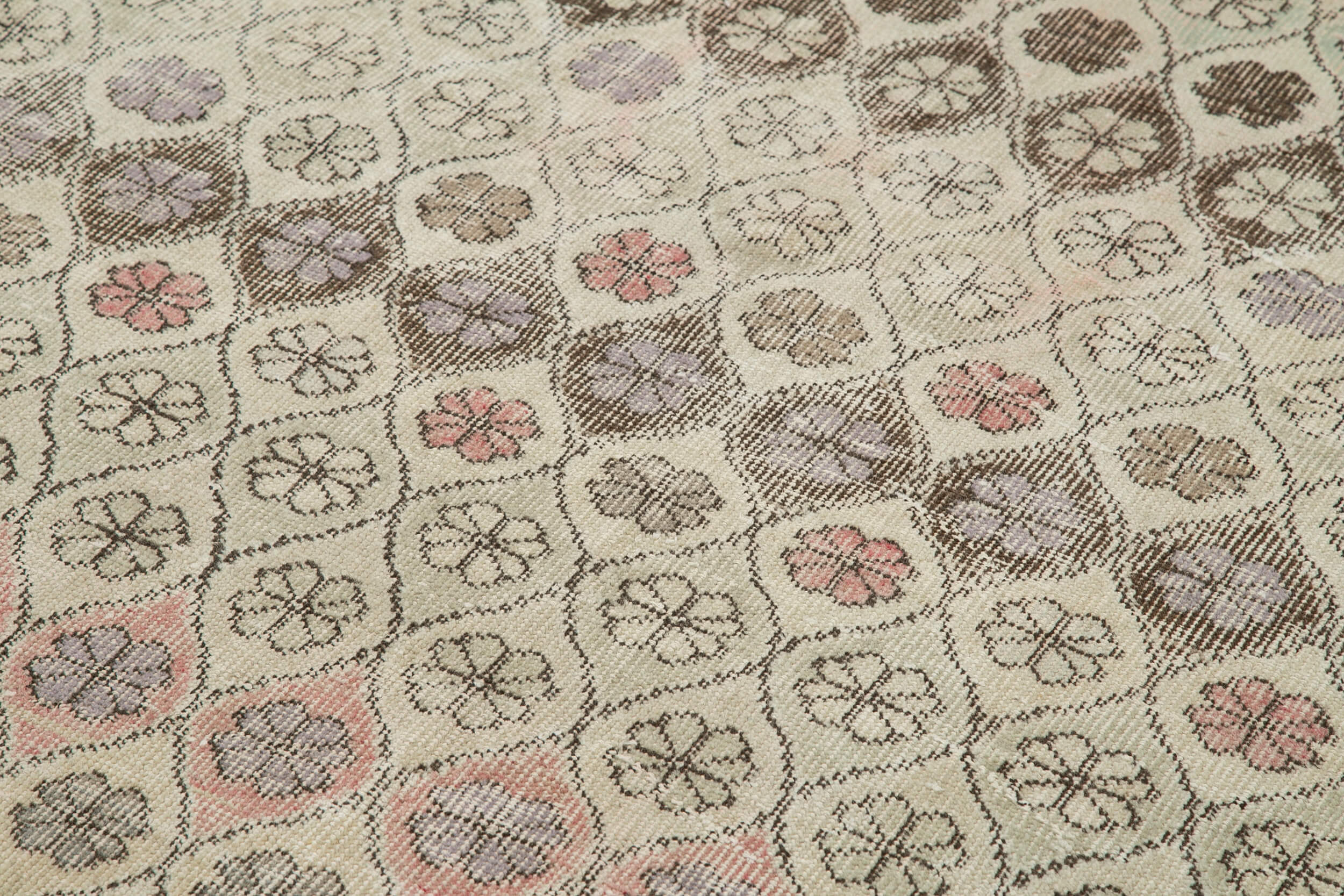 Checkered Kilim Bej Damalı Pamuk Yün El Dokuma Halısı 154x286 Agacan