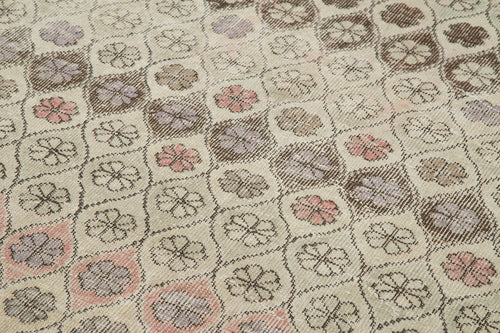 Checkered Kilim Bej Damalı Pamuk Yün El Dokuma Halısı 154x286 Agacan