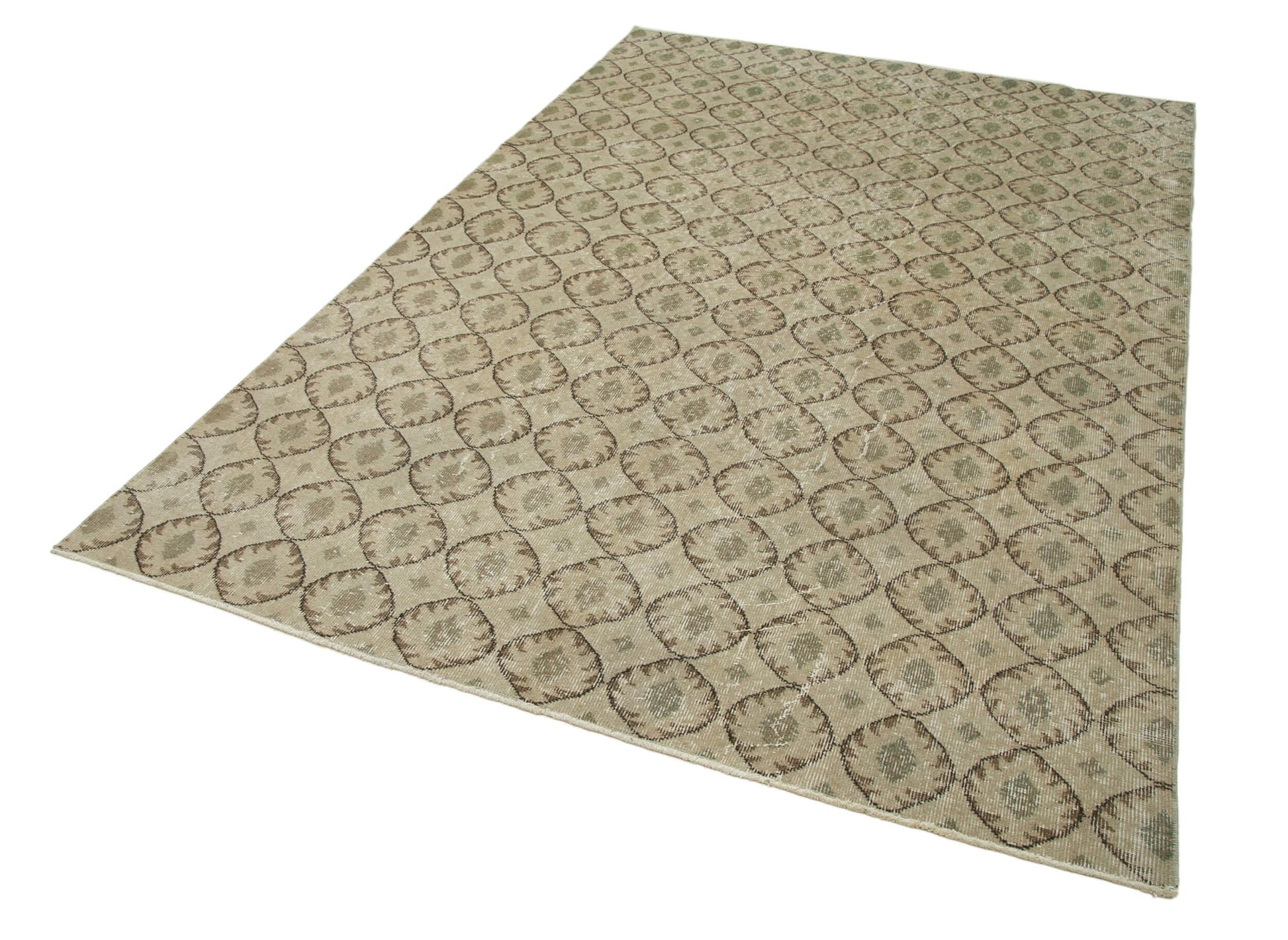Checkered Kilim Bej Damalı Pamuk Yün El Dokuma Halısı 170x273 Agacan