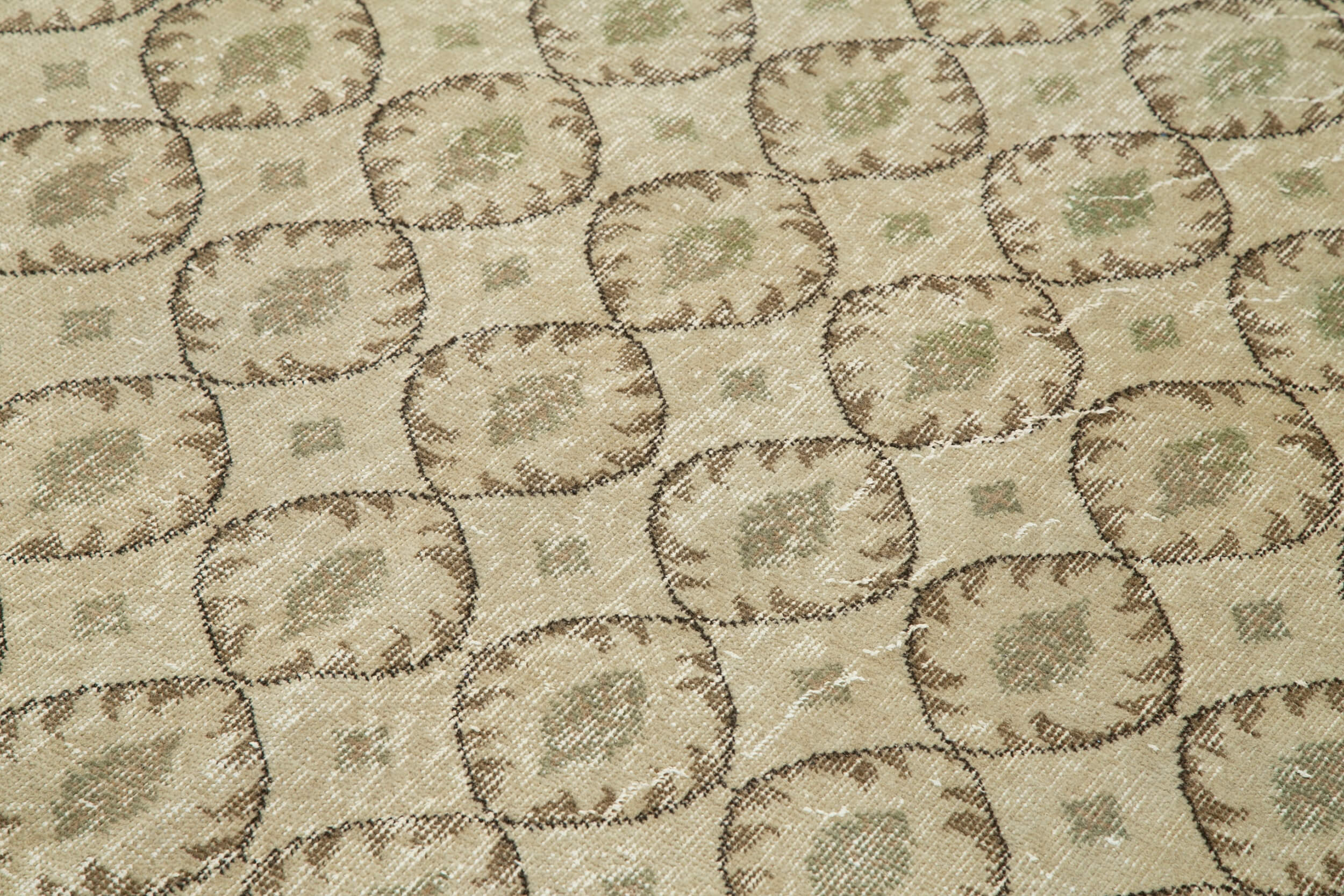 Checkered Kilim Bej Damalı Pamuk Yün El Dokuma Halısı 170x273 Agacan