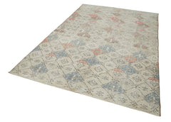 Checkered Kilim Bej Damalı Pamuk Yün El Dokuma Halısı 180x280 Agacan