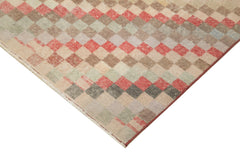 Checkered Kilim Beyaz Damalı Pamuk Yün El Dokuma Halısı 152x288 Agacan