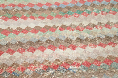 Checkered Kilim Beyaz Damalı Pamuk Yün El Dokuma Halısı 152x288 Agacan