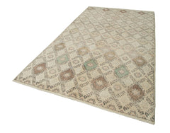 Checkered Kilim Bej Damalı Pamuk Yün El Dokuma Halısı 167x303 Agacan