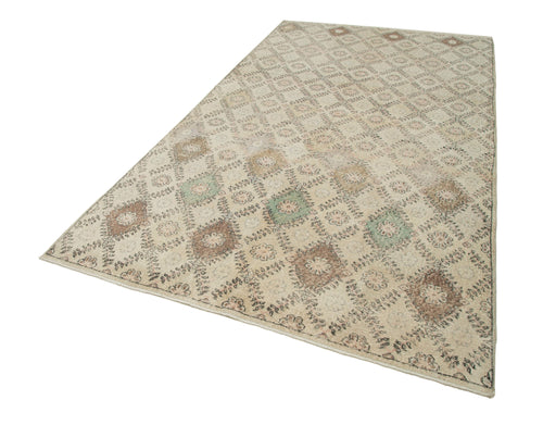 Checkered Kilim Bej Damalı Pamuk Yün El Dokuma Halısı 167x303 Agacan