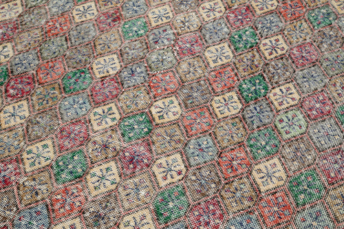 Checkered Kilim Beyaz Damalı Pamuk Yün El Dokuma Halısı 145x266 Agacan
