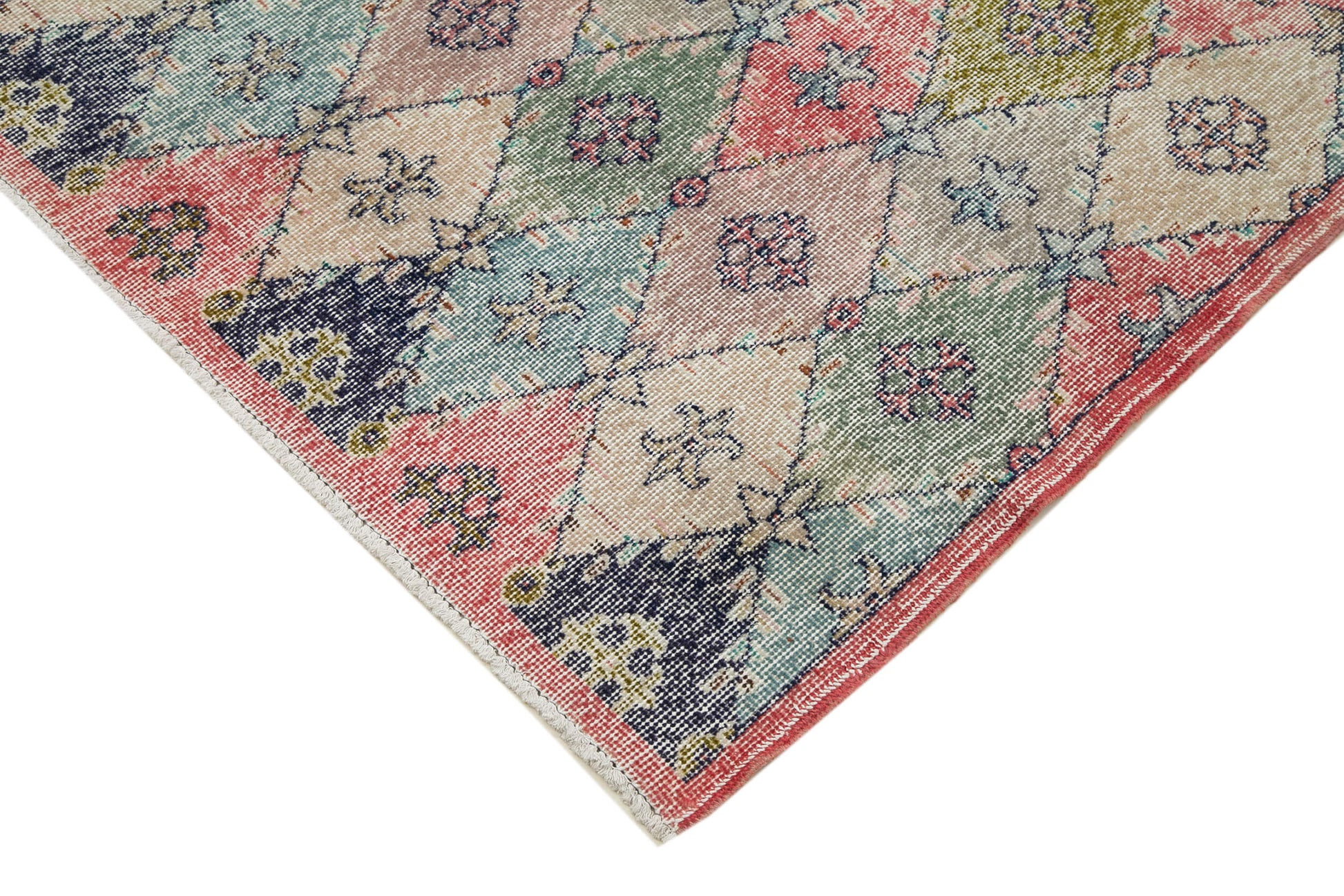 Checkered Kilim Beyaz Damalı Pamuk Yün El Dokuma Halısı 134x273 Agacan
