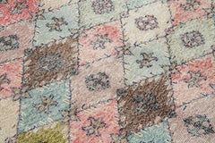 Checkered Kilim Beyaz Damalı Pamuk Yün El Dokuma Halısı 134x273 Agacan