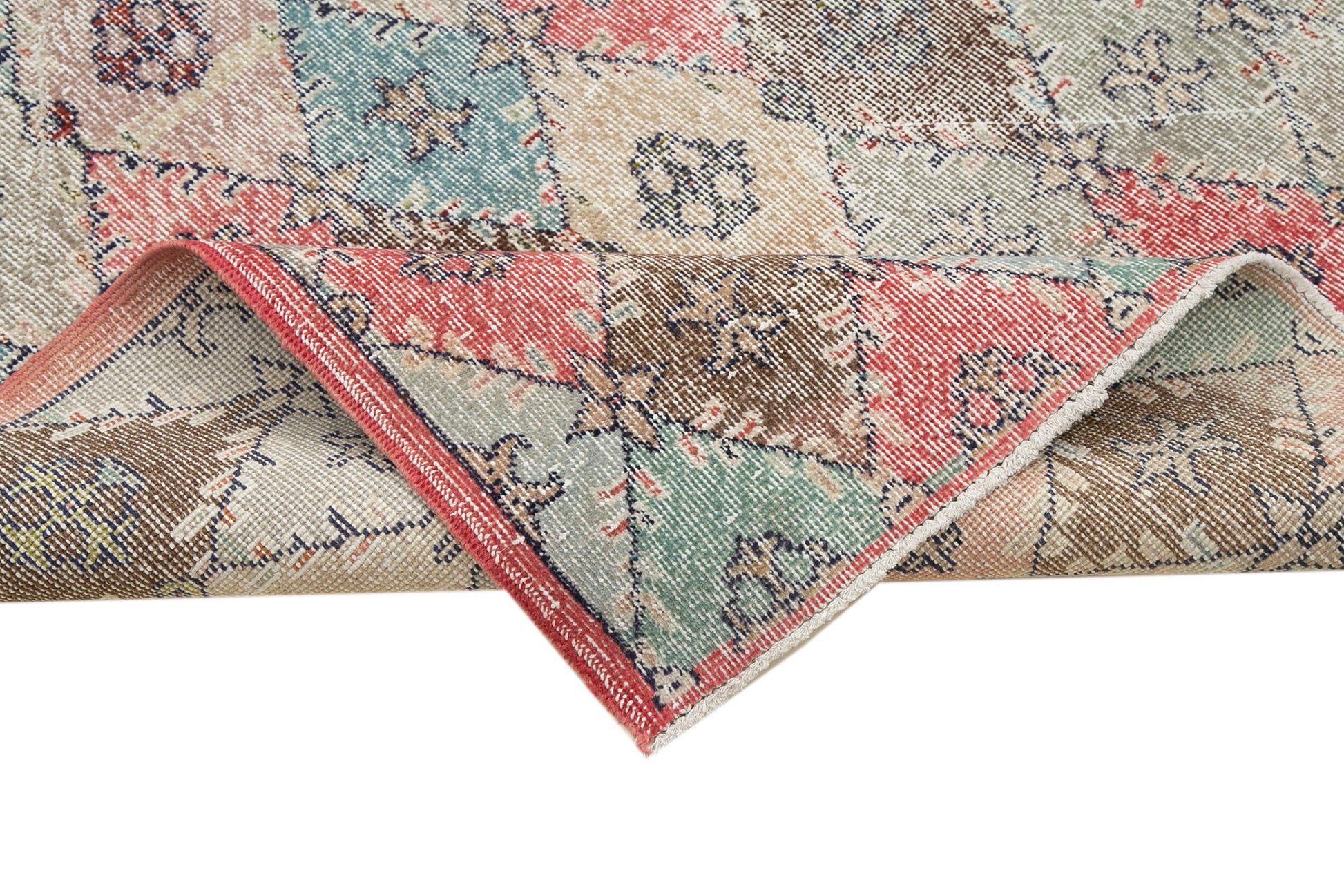 Checkered Kilim Beyaz Damalı Pamuk Yün El Dokuma Halısı 134x273 Agacan