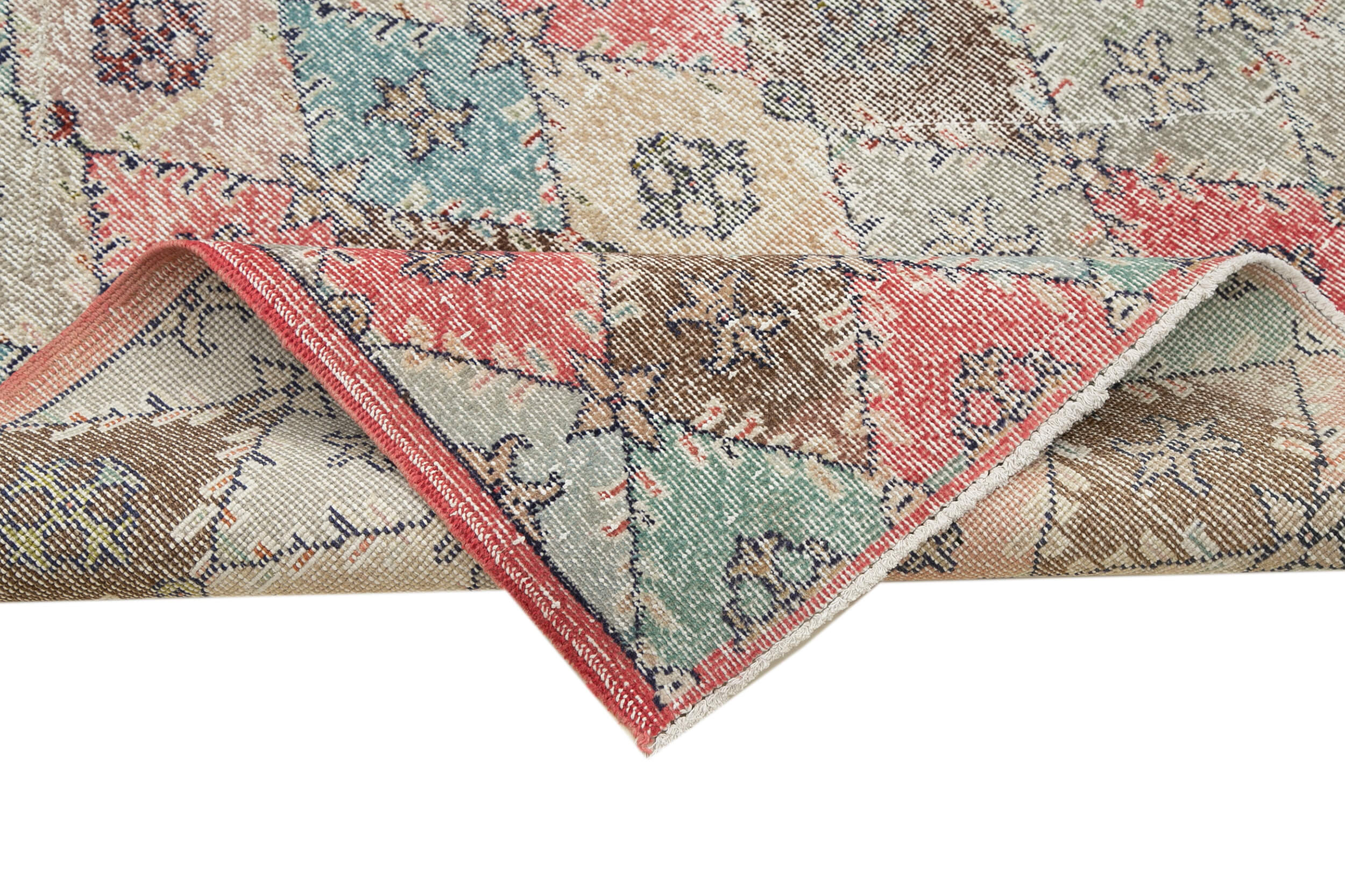Checkered Kilim Beyaz Damalı Pamuk Yün El Dokuma Halısı 134x273 Agacan