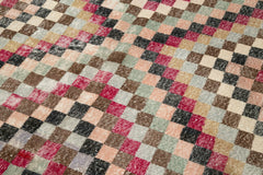Checkered Kilim Kırmızı Damalı Pamuk Yün El Dokuma Halısı 158x279 Agacan