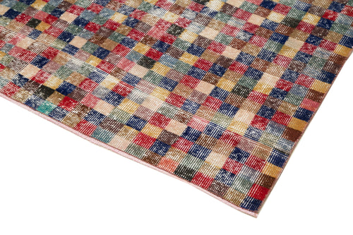 Checkered Kilim Kırmızı Damalı Pamuk Yün El Dokuma Halısı 163x275 Agacan