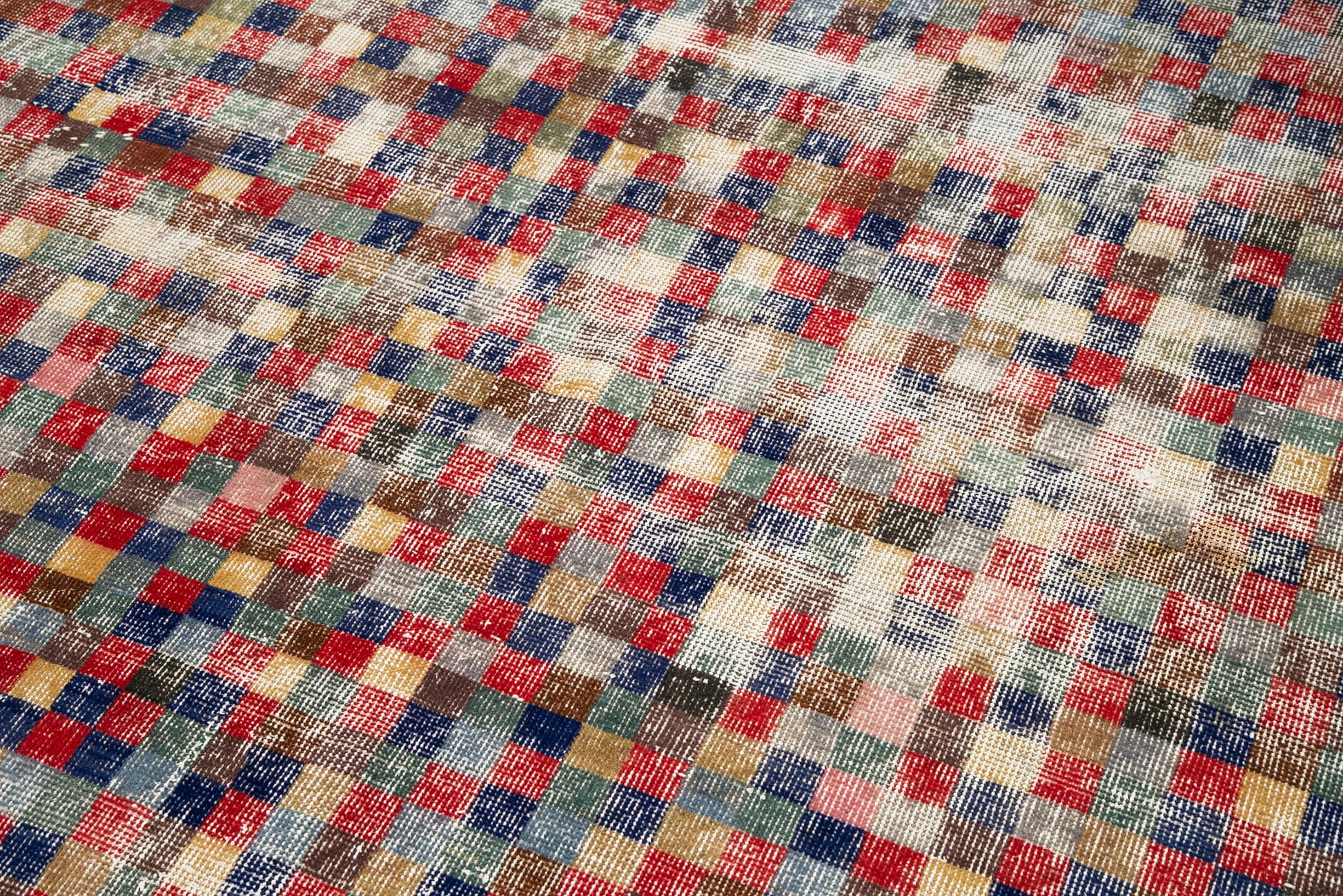 Checkered Kilim Kırmızı Damalı Pamuk Yün El Dokuma Halısı 163x275 Agacan