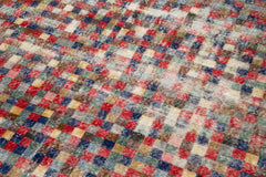 Checkered Kilim Kırmızı Damalı Pamuk Yün El Dokuma Halısı 163x275 Agacan