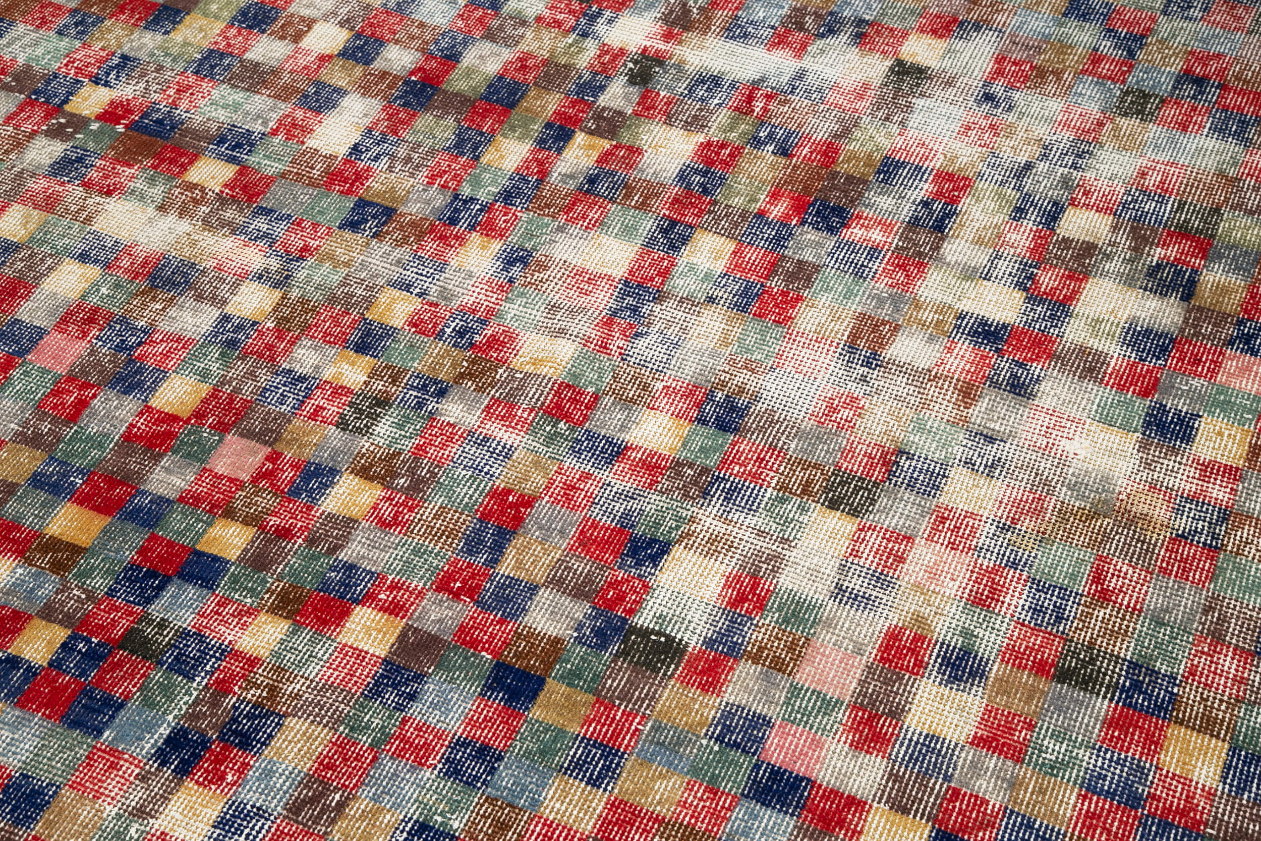 Checkered Kilim Kırmızı Damalı Pamuk Yün El Dokuma Halısı 163x275 Agacan