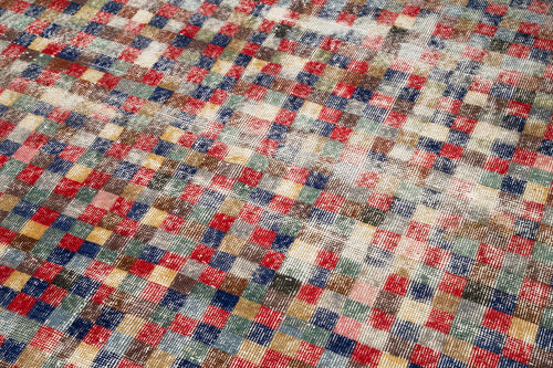 Checkered Kilim Kırmızı Damalı Pamuk Yün El Dokuma Halısı 163x275 Agacan