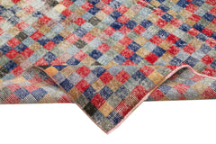 Checkered Kilim Kırmızı Damalı Pamuk Yün El Dokuma Halısı 163x275 Agacan