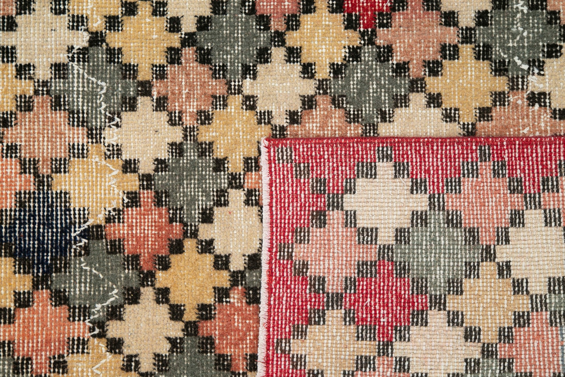 Checkered Kilim Beyaz Damalı Pamuk Yün El Dokuma Halısı 167x305 Agacan