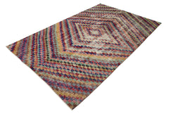 Checkered Kilim Kırmızı Damalı Pamuk Yün El Dokuma Halısı 168x265 Agacan