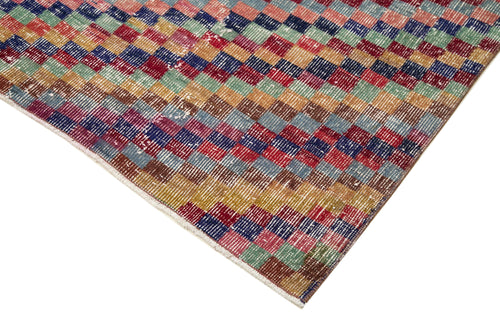 Checkered Kilim Kırmızı Damalı Pamuk Yün El Dokuma Halısı 168x265 Agacan