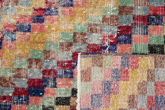 Checkered Kilim Kırmızı Damalı Pamuk Yün El Dokuma Halısı 168x265 Agacan