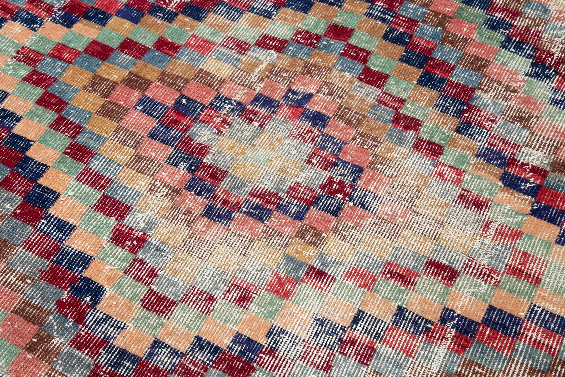 Checkered Kilim Kırmızı Damalı Pamuk Yün El Dokuma Halısı 168x265 Agacan