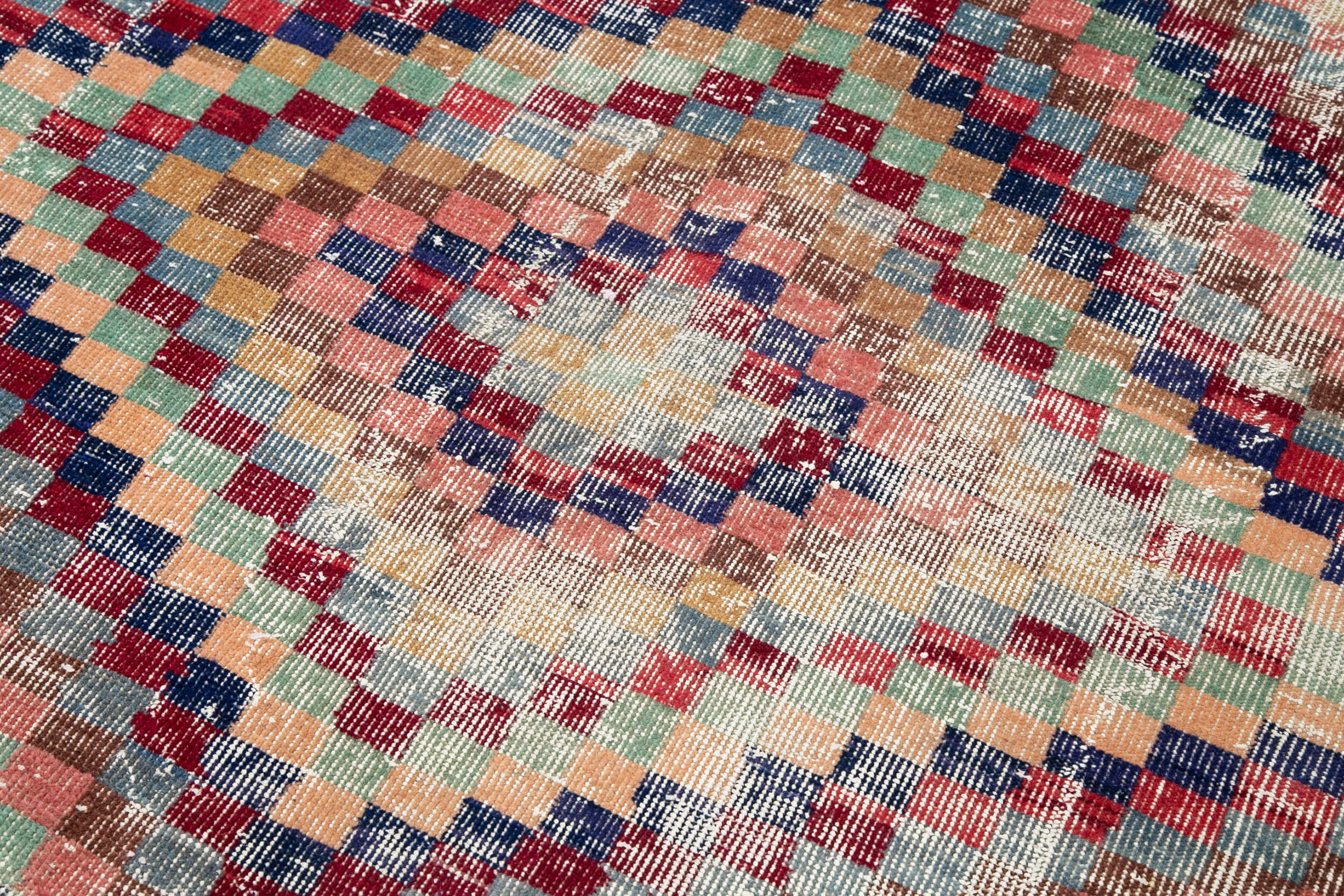 Checkered Kilim Kırmızı Damalı Pamuk Yün El Dokuma Halısı 168x265 Agacan