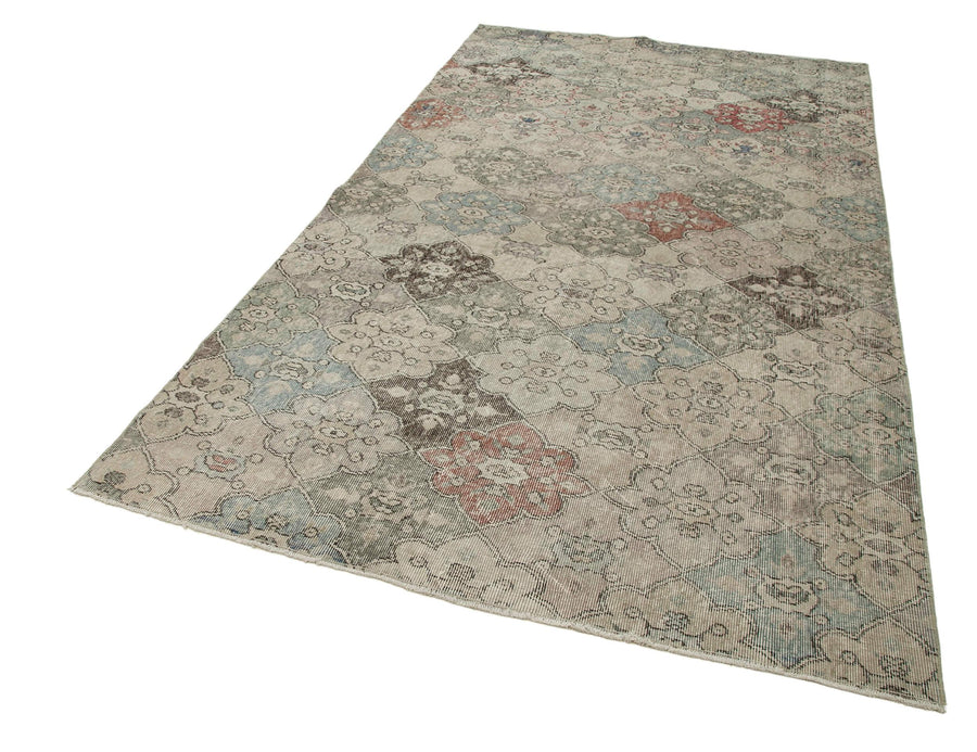 Checkered Kilim Bej Damalı Pamuk Yün El Dokuma Halısı 165x290 Agacan