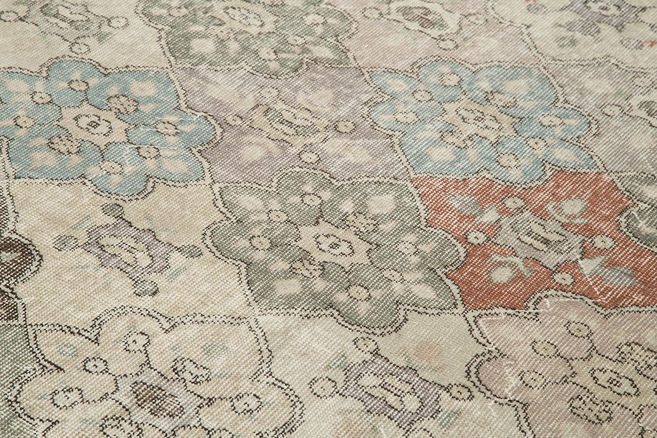 Checkered Kilim Bej Damalı Pamuk Yün El Dokuma Halısı 165x290 Agacan