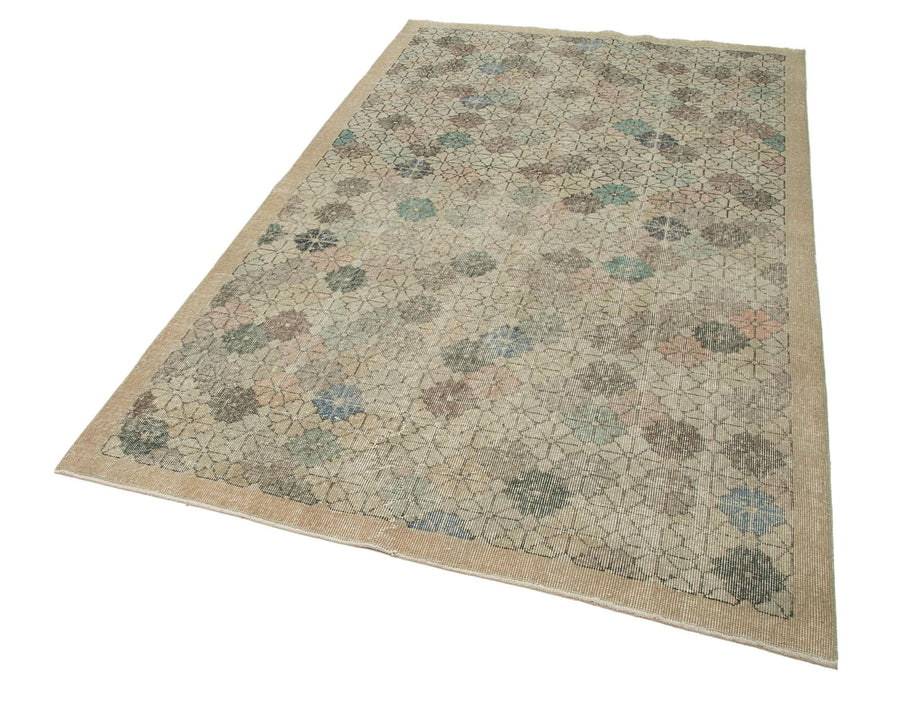 Checkered Kilim Bej Damalı Pamuk Yün El Dokuma Halısı 153x261 Agacan