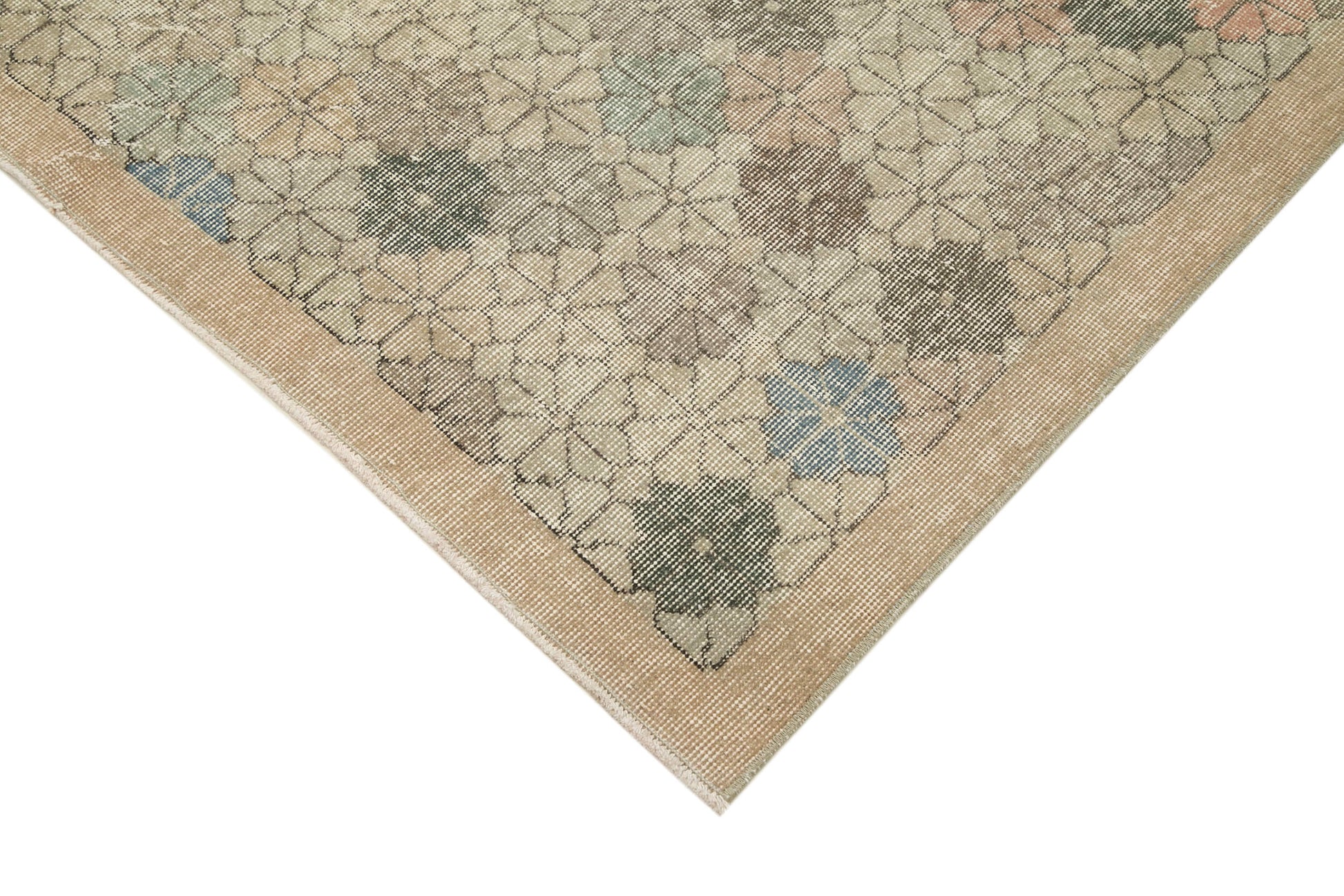 Checkered Kilim Bej Damalı Pamuk Yün El Dokuma Halısı 153x261 Agacan