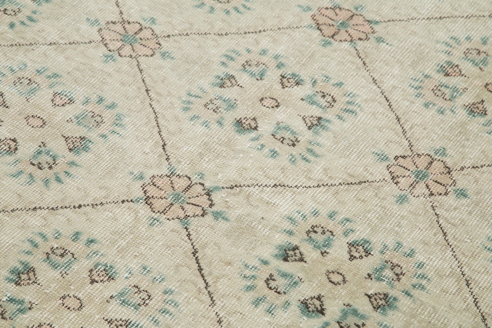 Checkered Kilim Bej Damalı Pamuk Yün El Dokuma Halısı 148x253 Agacan