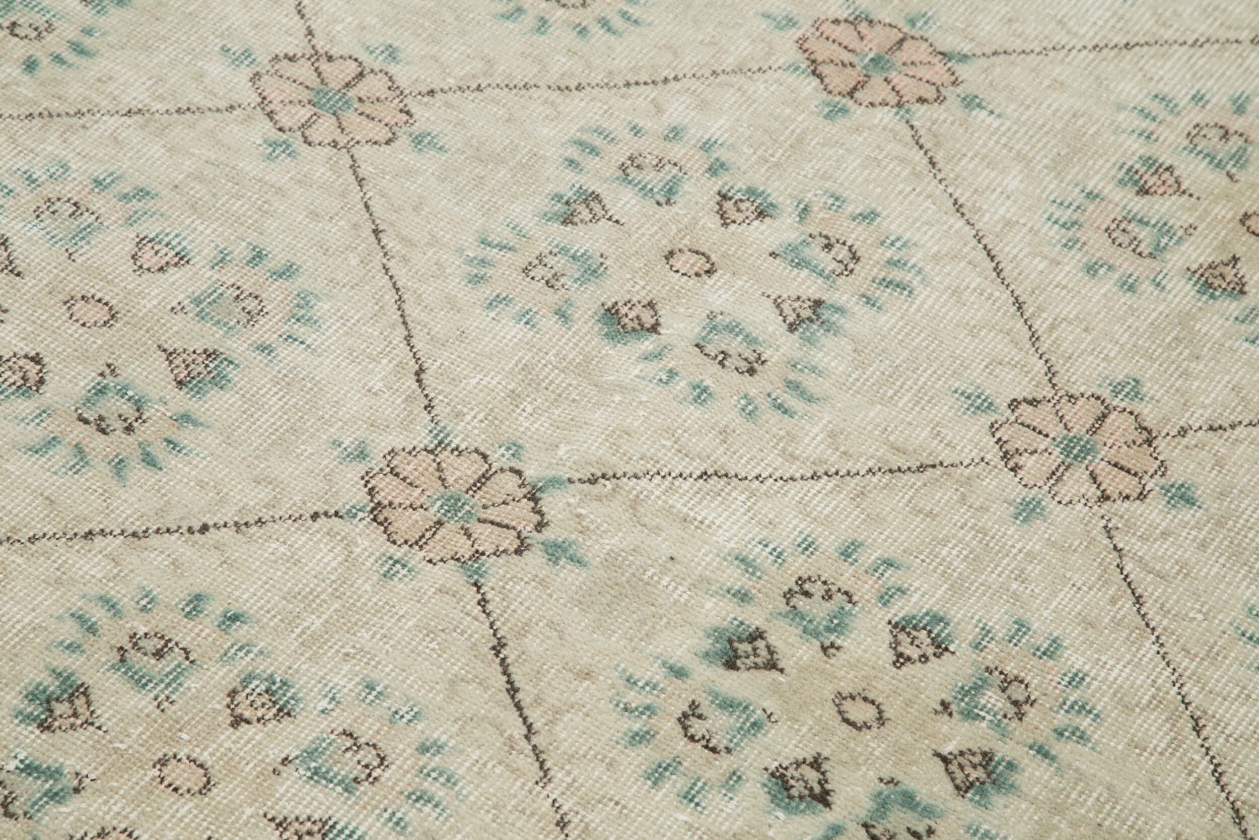 Checkered Kilim Bej Damalı Pamuk Yün El Dokuma Halısı 148x253 Agacan