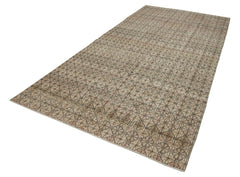 Checkered Kilim Bej Damalı Pamuk Yün El Dokuma Halısı 189x372 Agacan