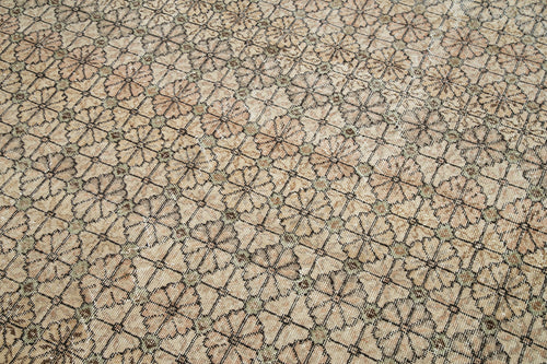 Checkered Kilim Bej Damalı Pamuk Yün El Dokuma Halısı 189x372 Agacan