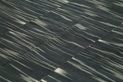 Degrade Kilim Siyah Çizgili Pamuk Yün El Dokuma Halısı 332x407 Agacan