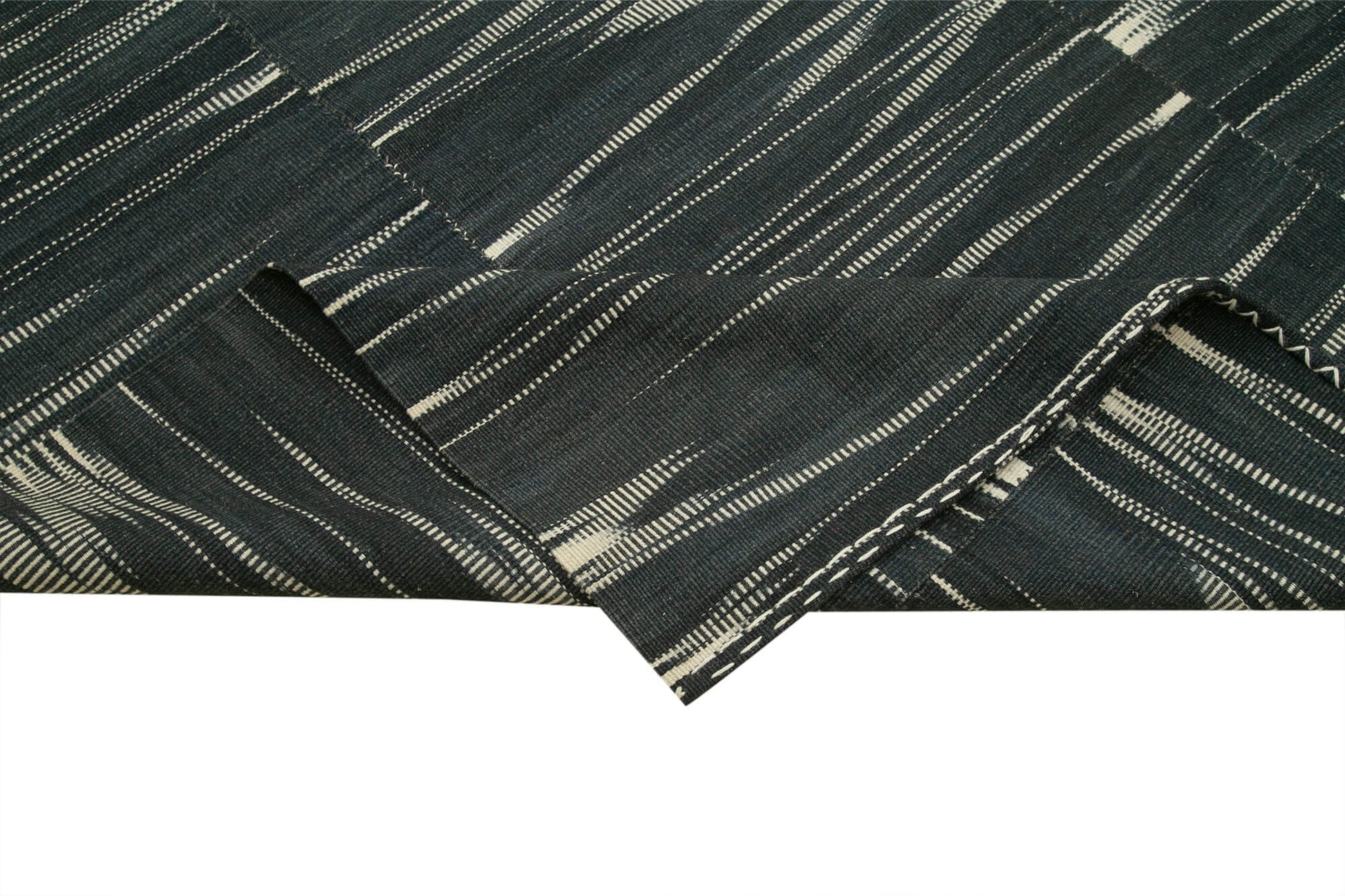 Degrade Kilim Siyah Çizgili Pamuk Yün El Dokuma Halısı 332x407 Agacan