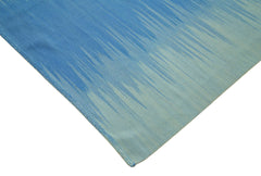 Degrade Kilim Mavi Çizgili Pamuk Yün El Dokuma Halısı 365x483 Agacan