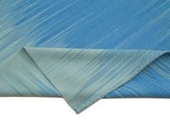 Degrade Kilim Mavi Çizgili Pamuk Yün El Dokuma Halısı 365x483 Agacan