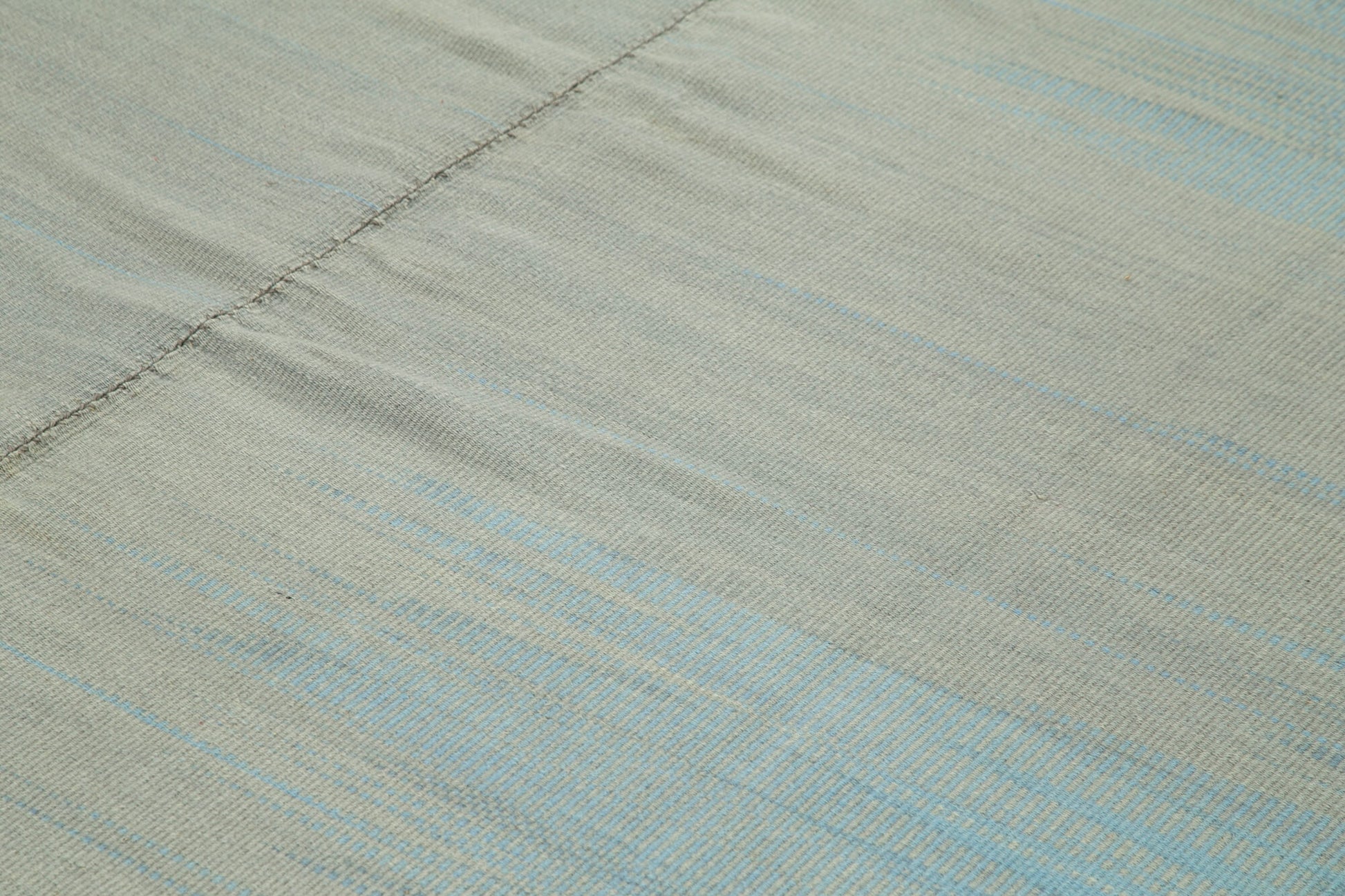 Degrade Kilim Mavi Çizgili Pamuk Yün El Dokuma Halısı 362x466 Agacan