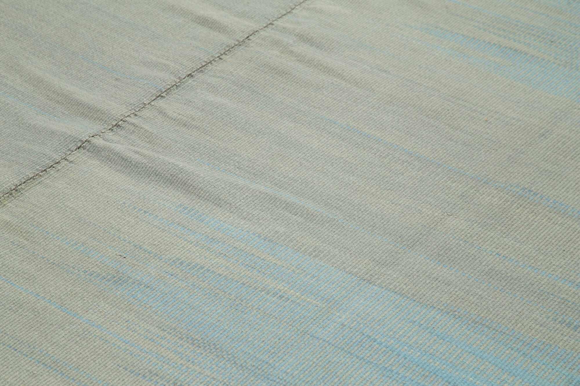 Degrade Kilim Mavi Çizgili Pamuk Yün El Dokuma Halısı 362x466 Agacan